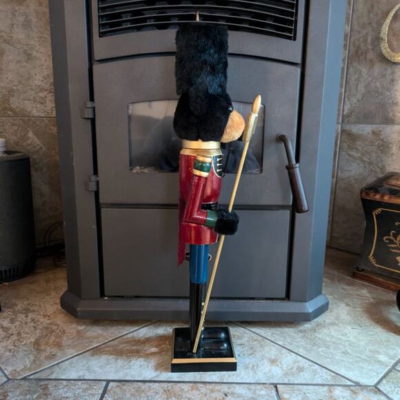 2 Foot Teddy Bear Nutcracker Christmas Holiday Decor Soldier Wood 24" Large 2014 - Picture 6 of 16